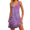 Women's Floral Print Dress, Vest, Skirt With Pockets, Beach Skirt, V-Neck Vest - Image 26