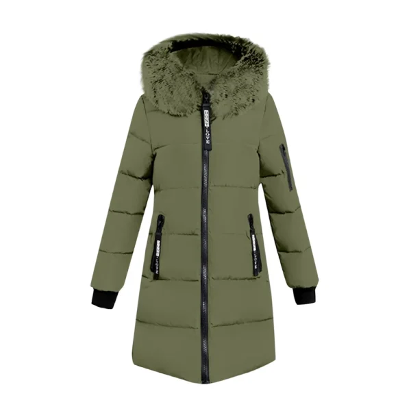 Women's Casual Warm Versatile Large Collar Solid Color Thickened Cotton Coat - Image 9
