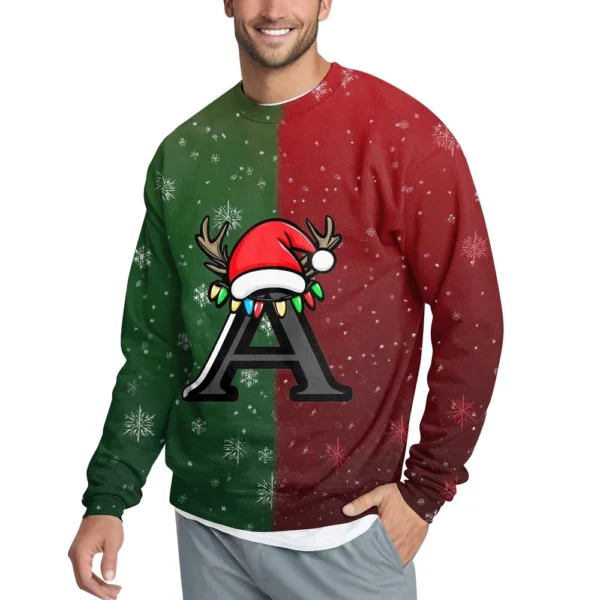 Men's Casual Fashion Comfortable Christmas Printed Round Neck Pullover - Image 44