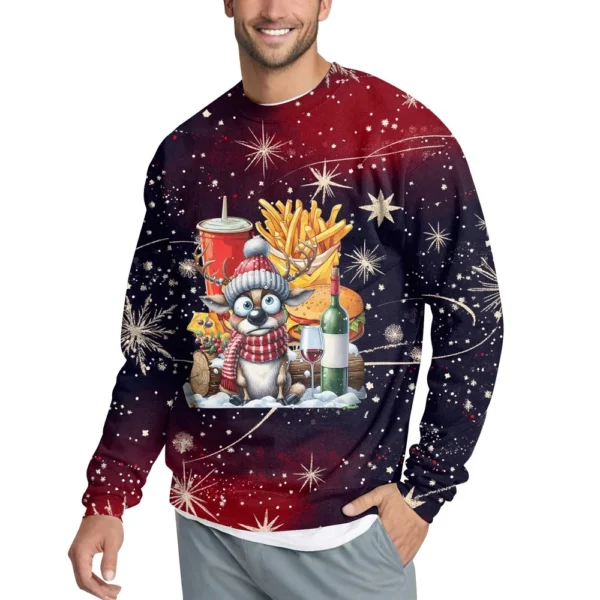 Men's Casual Fashion Comfortable Christmas Printed Round Neck Pullover - Image 20