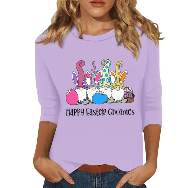 Women's Tops Fashion Plus Size Easter Basic Casual 3/4 Sleeve Printed Pullover - Image 13