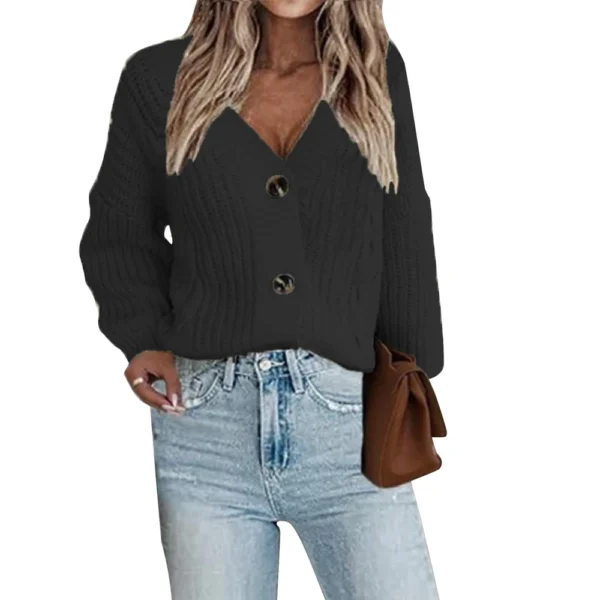 Women's Fashion V-neck Knitted Twisted Cardigan European And American - Image 3