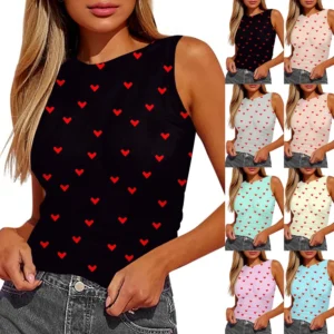 Women's Sleeveless Pleated Vest Shirt Top