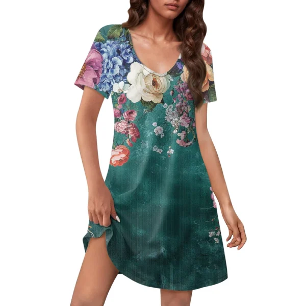 Women's Casual Sundress With Pockets Summer Boho Beach Dress Floral Blouses For - Image 20
