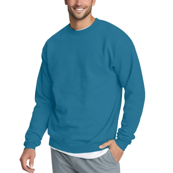 Men's Casual Fashion Comfortable Solid Color Round Neck Pullover Sweatshirt - Image 32