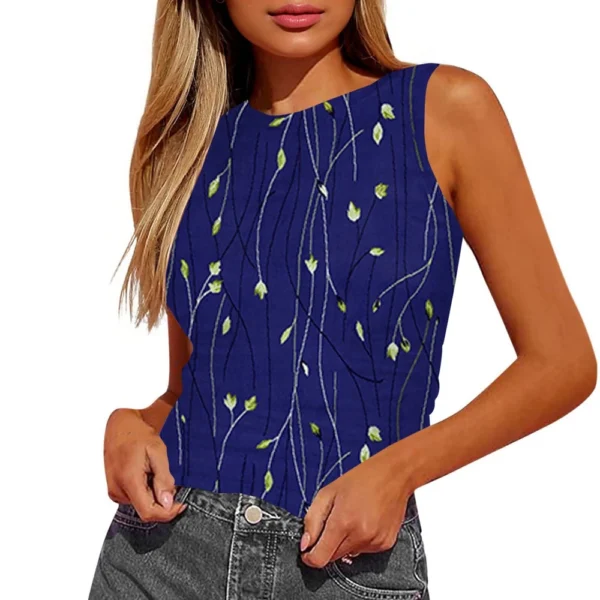 Women's Sleeveless Pleated Vest Shirt Top - Image 38