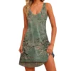 Women's Floral Print Dress, Vest, Skirt With Pockets, Beach Skirt, V-Neck Vest - Image 7