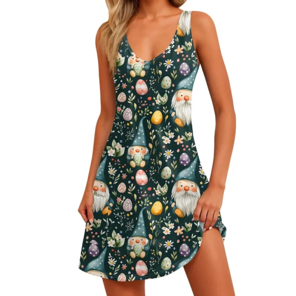 Women's Floral Print Dress, Vest, Skirt With Pockets, Beach Skirt, V-Neck Vest - Image 17