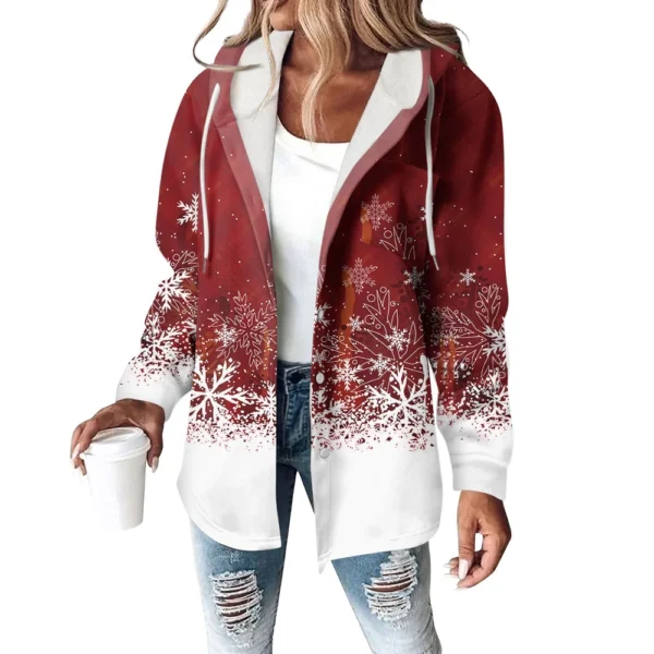 Women's Coat Casual And Fashionable Composite Thick And Warm Printed Hooded - Image 11