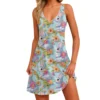 Women's Floral Print Dress, Vest, Skirt With Pockets, Beach Skirt, V-Neck Vest - Image 35