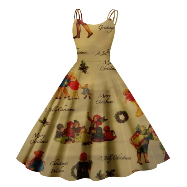 Women's Printed Strapless Christmas Fashion Gothic Cocktail Sexy Dress Punk - Image 7