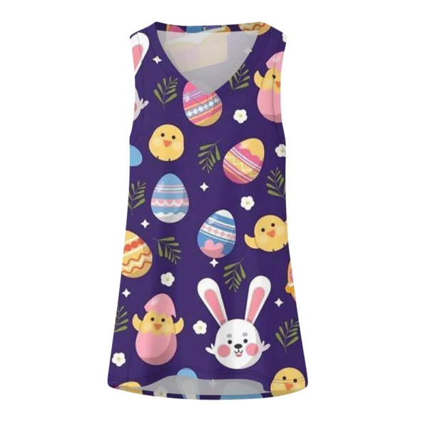 Women's Sleeveless Easter Print Vest Blouse - Image 9