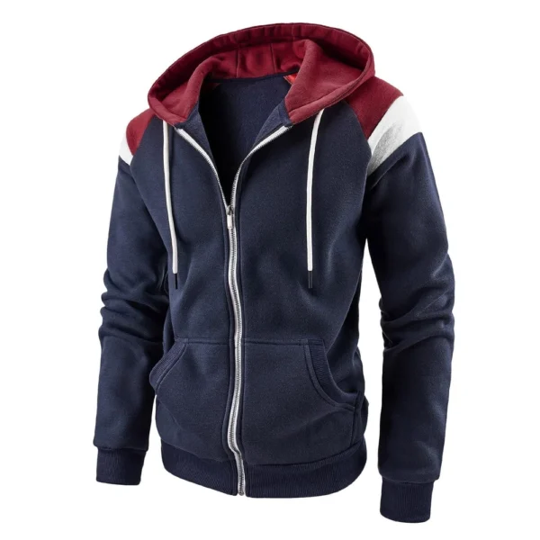 Men's Color Contrast Fashion Hoodie Men's Casual Sports Coat - Image 23