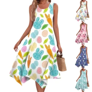 Women's Summer Loose Printed Casual Easter Fashion Dresses Sundresses Dress