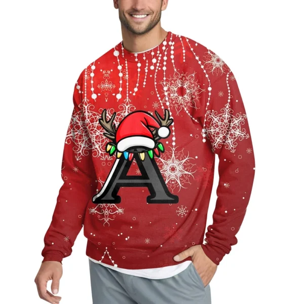 Men's Casual Fashion Comfortable Christmas Printed Round Neck Pullover - Image 44