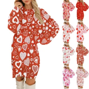 Women's Round Neck Casual Long Sleeve Valentine's Day Plush Gradient Plaid