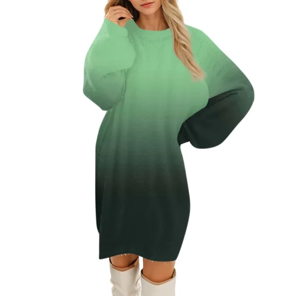 Women's Round Neck Casual Long Sleeve Plush Dresses - Image 26