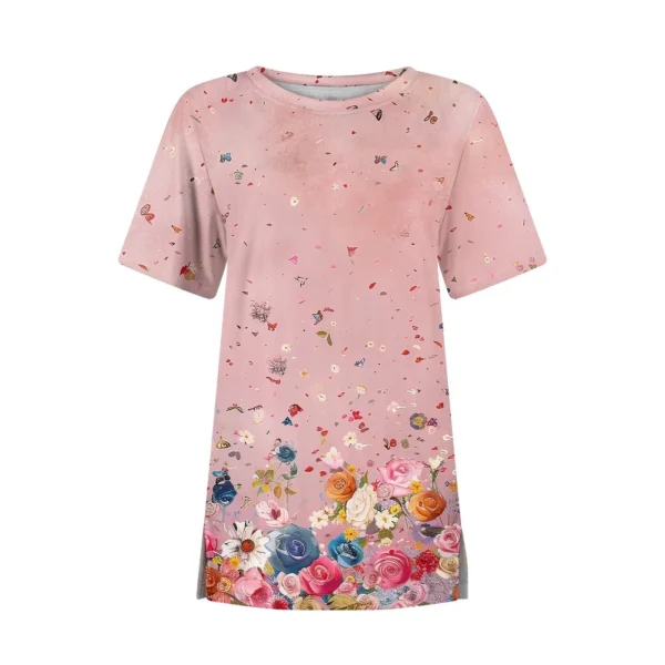 Women's Round Neck Casual Fashion Printed Daily Short Sleeved Loose T-Shirt - Image 8