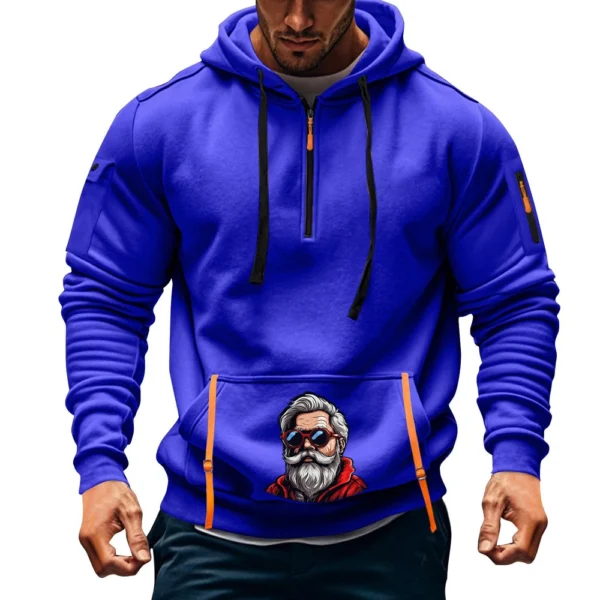 Men's Printed Sweatshirt Hoodie Zipper Arm Pocket Cardigan Men's Sports Large - Image 16