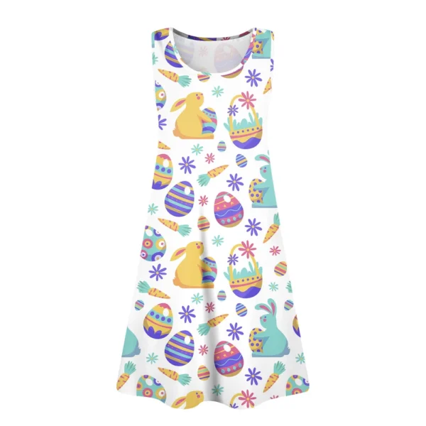 Womens Summer Dresses Easter Print  Loose U Neck Sleeveless Sundresses Dress - Image 10