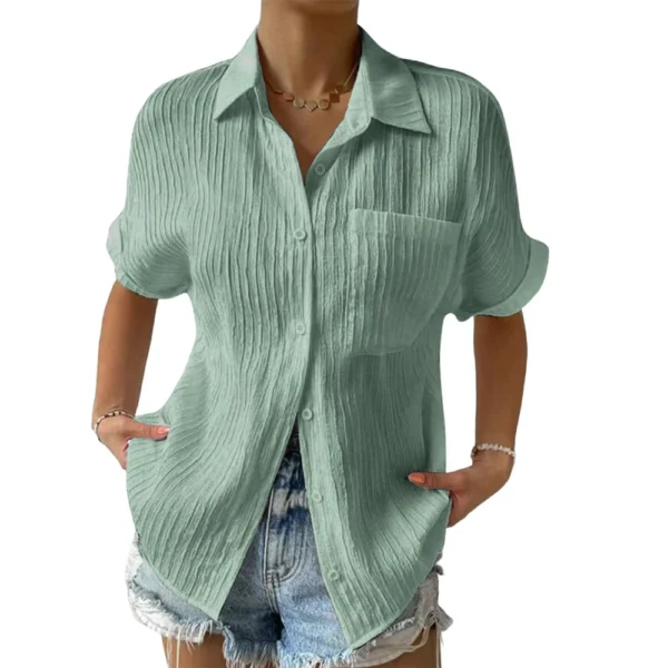 Women's Patchwork Pocket Solid Color Temperament Casual Lapel With Shoulder - Image 20