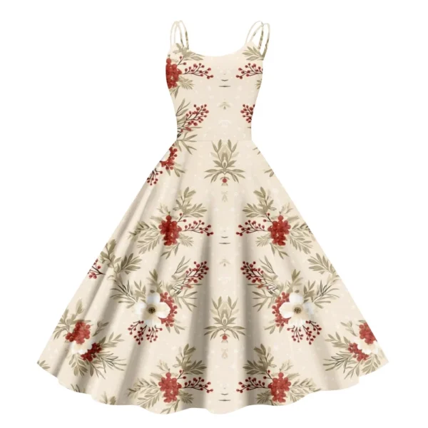 Women's Printed Strapless Christmas Fashion Gothic Cocktail Sexy Dress Punk - Image 6