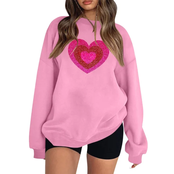Women's T-shirt Tops Loose, Fashionable And Casual  Valentine's Day Print Round - Image 23