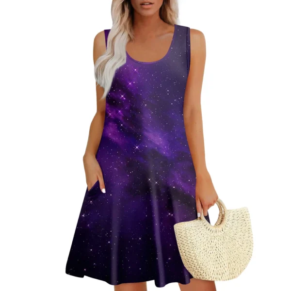 Womens Summer Dresses Easter Print  Loose U Neck Sleeveless Sundresses Dress - Image 3