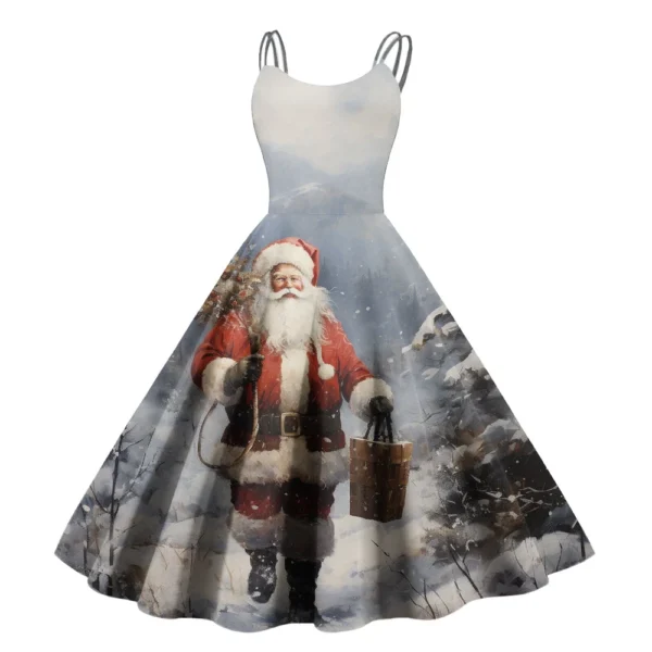 Women's Punk Strapless Printed Gothic Cocktail Sexy Fashion Dress Christmas - Image 22