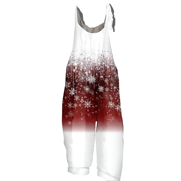 Women's Shoulder Strap Vintage Casual Print Christmas Jumpsuit Loose - Image 5
