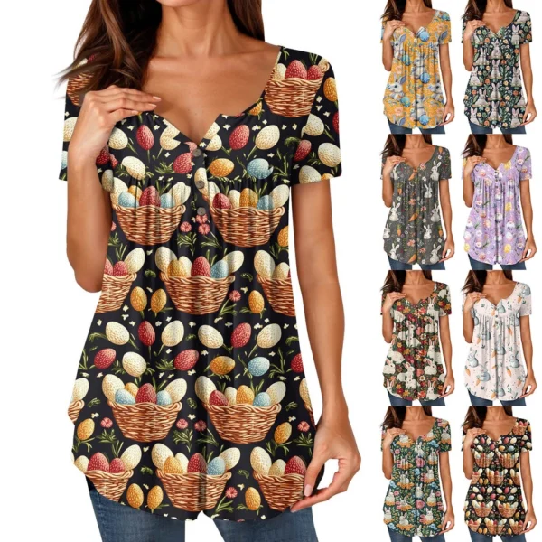 Women's Short Sleeved Fashion Printed Daily Round Neck Loose Casual T-Shirt