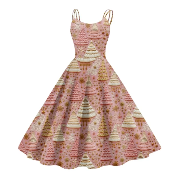 Women's Printed Strapless Gothic Cocktail Punk Sexy Fashion Dress Christmas - Image 35