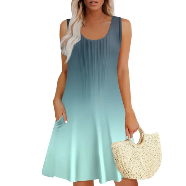Womens Summer Dresses Loose  Sleeveless Sundresses Dress With Pockets - Image 28