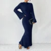 Women's Fall Dresses 2024 Maxi Dresses Solid Flare Sleeve Dress Bodycon Dresses - Image 15