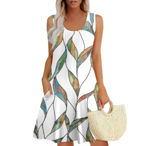 Womens Summer Dresses Loose  Sleeveless Sundresses Dress With Pockets - Image 8
