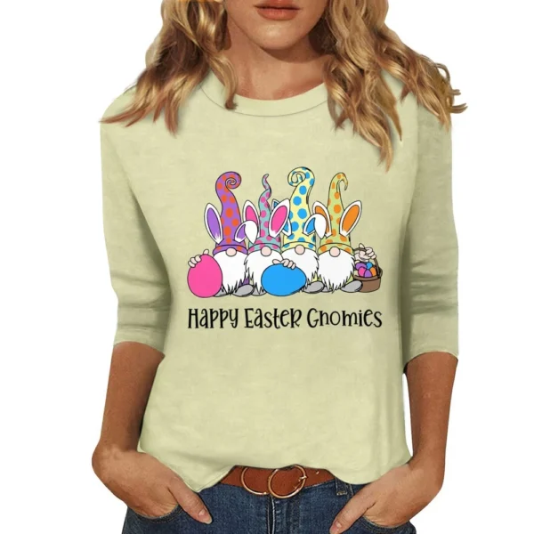 Women's Tops Fashion Plus Size Easter Basic Casual 3/4 Sleeve Printed Pullover - Image 31