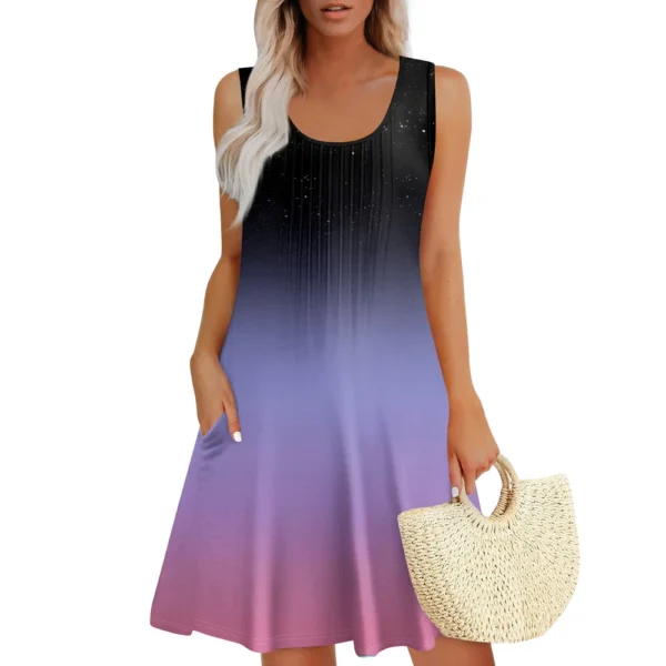 Womens Summer Dresses Loose  Sleeveless Sundresses Dress With Pockets - Image 14
