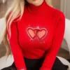 Knit top for women slim-fit high-neck hollowing out - Image 50