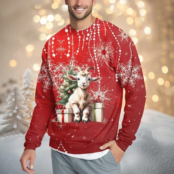 Men's Casual Fashion Comfortable Christmas Printed Round Neck Pullover - Image 34