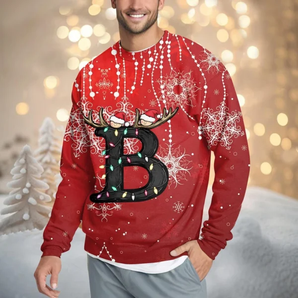 Men's Casual Fashion Comfortable Christmas Printed Round Neck Pullover - Image 16