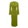 Women's Fall Dresses 2024 Maxi Dresses Solid Flare Sleeve Dress Bodycon Dresses - Image 5
