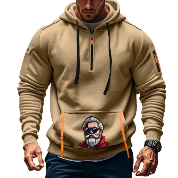 Men's Printed Sweatshirt Hoodie Zipper Arm Pocket Cardigan Men's Sports Large - Image 22