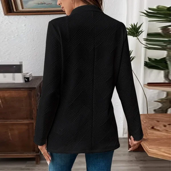 Women's Solid Color Medium Long Casual Cardigan Knitted With Loose Sweater Coat - Image 6