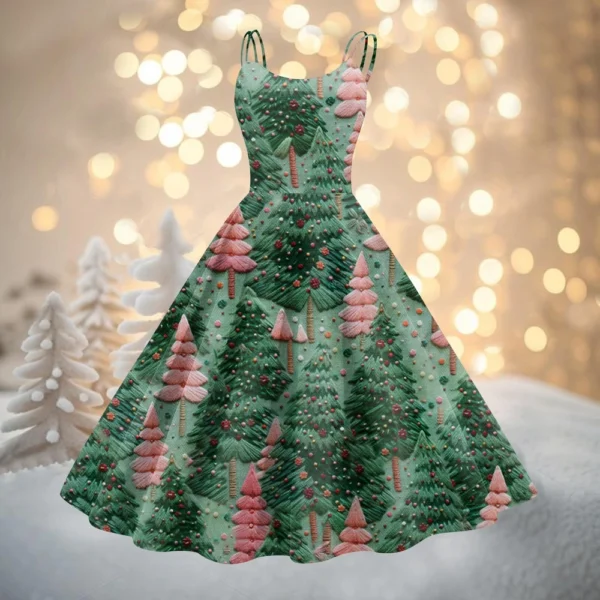 Women's Printed Strapless Gothic Cocktail Punk Sexy Fashion Dress Christmas - Image 19