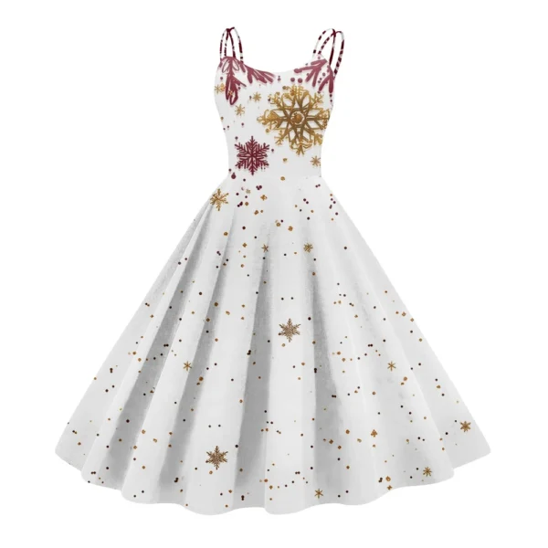 Women's Gothic Cocktail Punk Strapless Printed Christmas Sexy Dress Fashion - Image 44