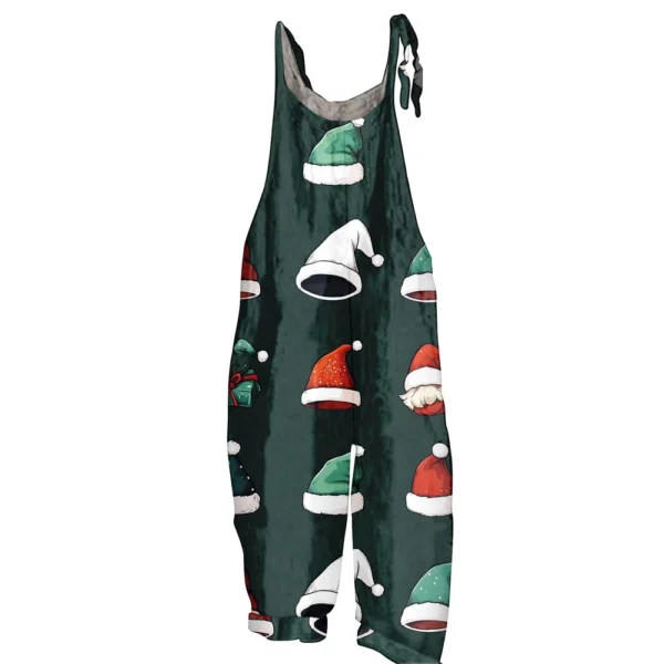 Women's Shoulder Strap Print Christmas Loose Vintage Jumpsuit Casual - Image 12