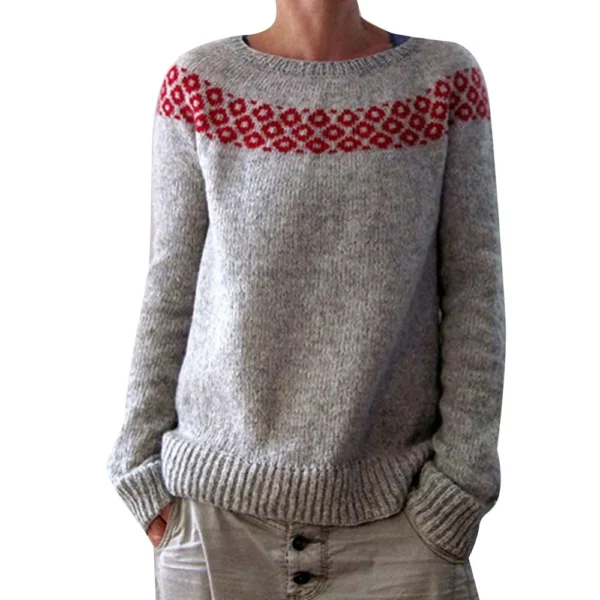 Women's Fashionable Casual Printed Round Neck Pullover Loose Long Sleeved - Image 2
