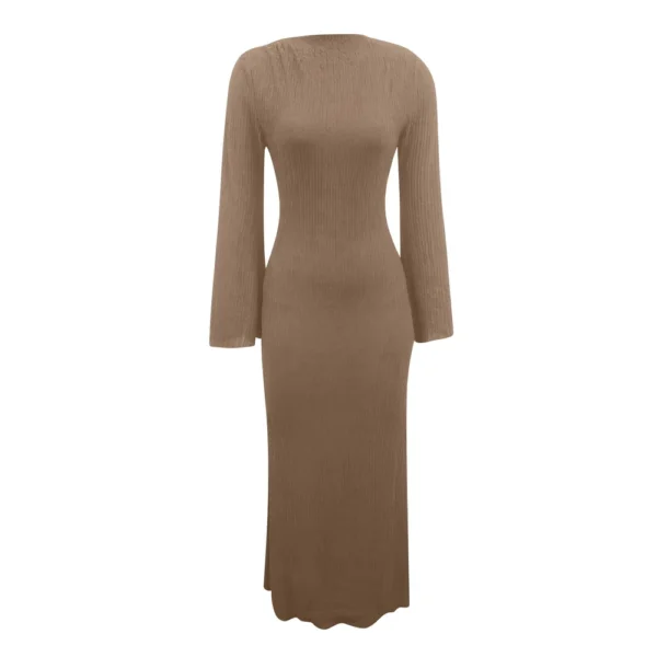 Women's Fall Dresses 2024 Maxi Dresses Solid Flare Sleeve Dress Bodycon Dresses - Image 14