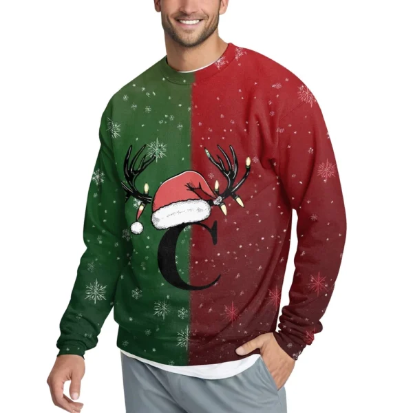 Men's Casual Fashion Comfortable Christmas Printed Round Neck Pullover - Image 35