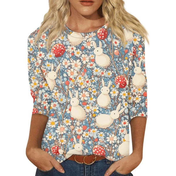 Women's Loose Printed Casual Round Neck Short Sleeved Daily Fashion T-Shirt - Image 23